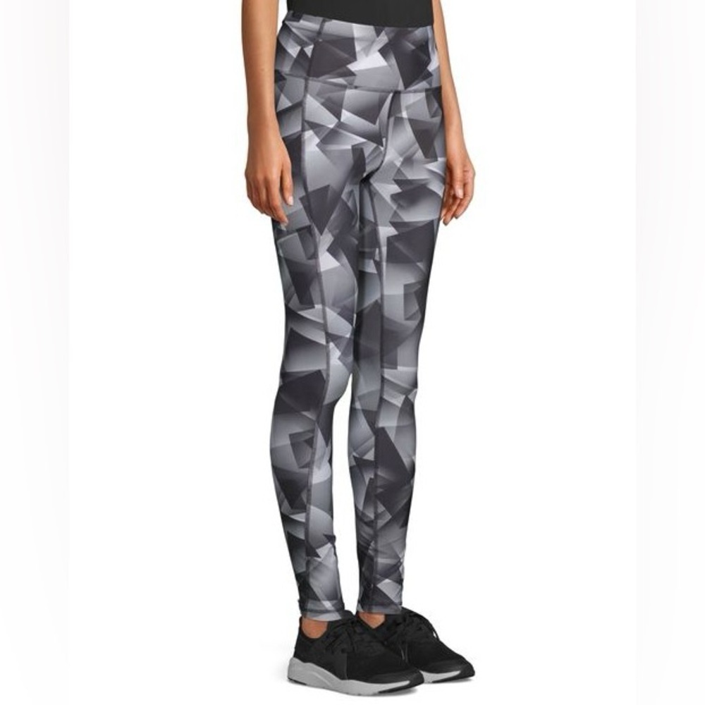 Avia Women's Size Small 4-6 Core Performance Leggings Black Gray Geometric Mid